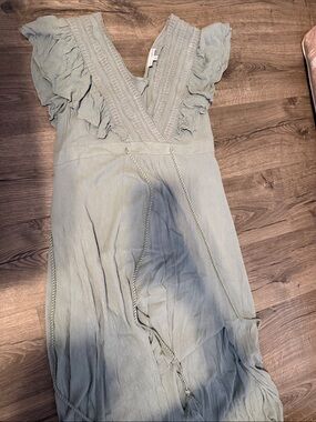 Womens Sage Green Ruffle Sleeve Dress